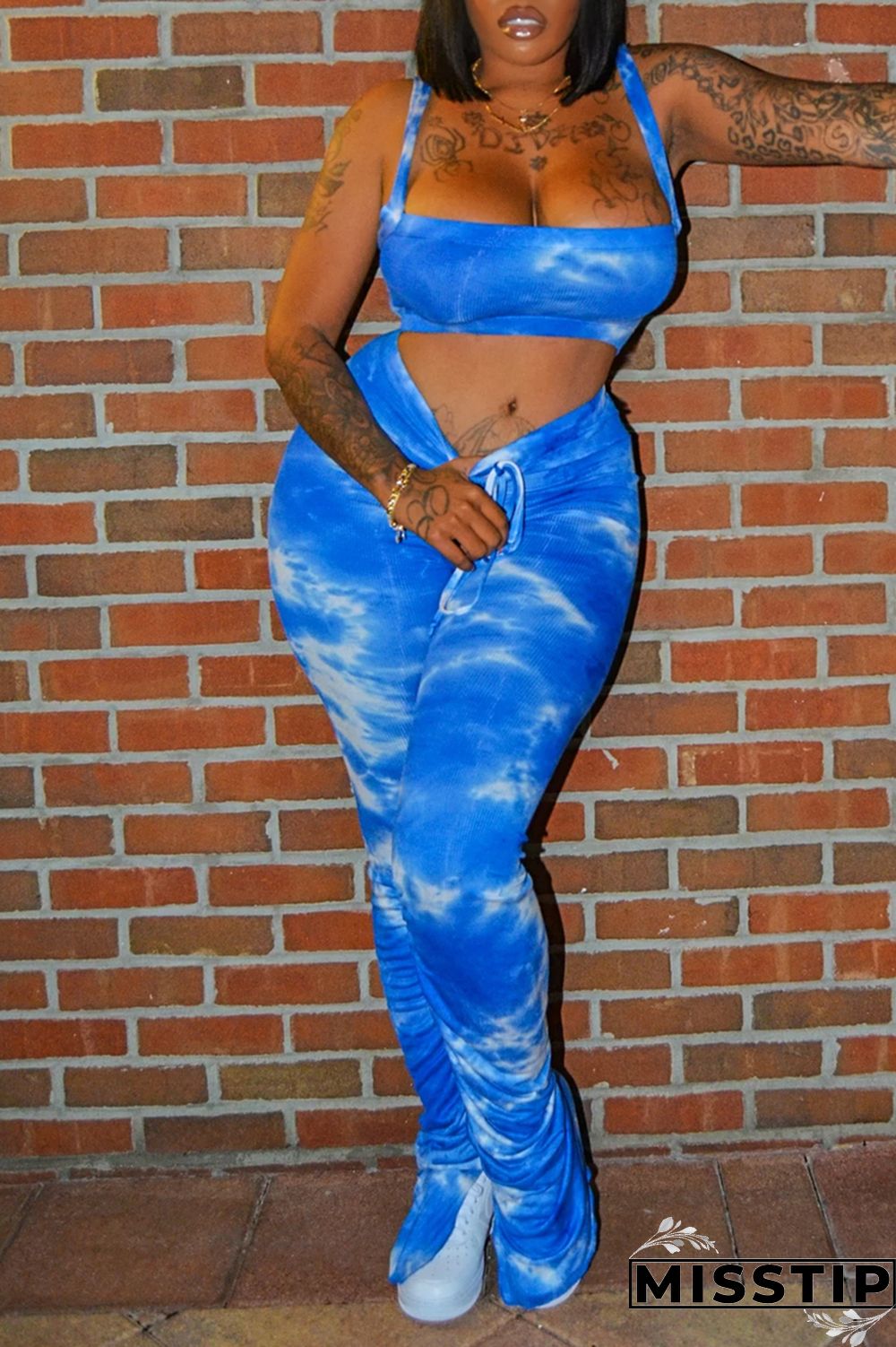 Multicolor Sexy Fashion Printed Trousers Two Piece Set