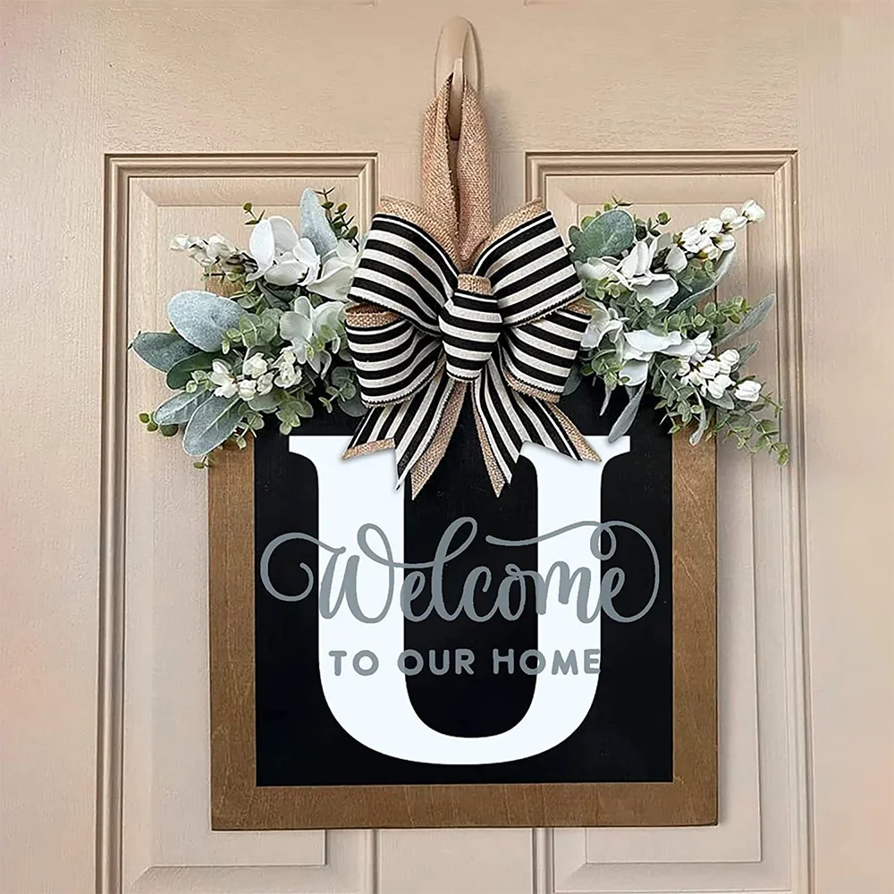 Creative square letters wooden wreath garden wedding decoration