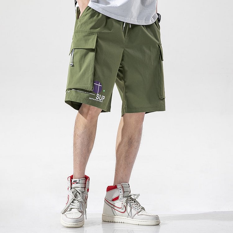 Men's Summer Shorts plus Size Retro Sports Beach Pants Casual Loose 5-Quarter Pants Men's Summer Trousers