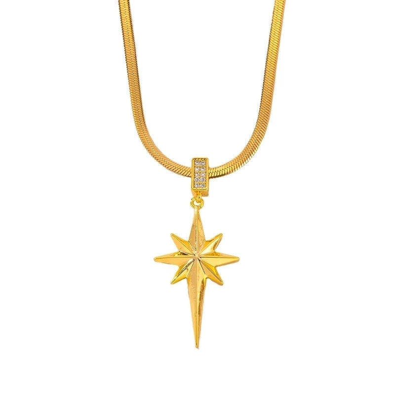 Minimalist Hexagram Titanium Steel Zircon 18K Gold Plated Plating Inlay Pendant Necklace