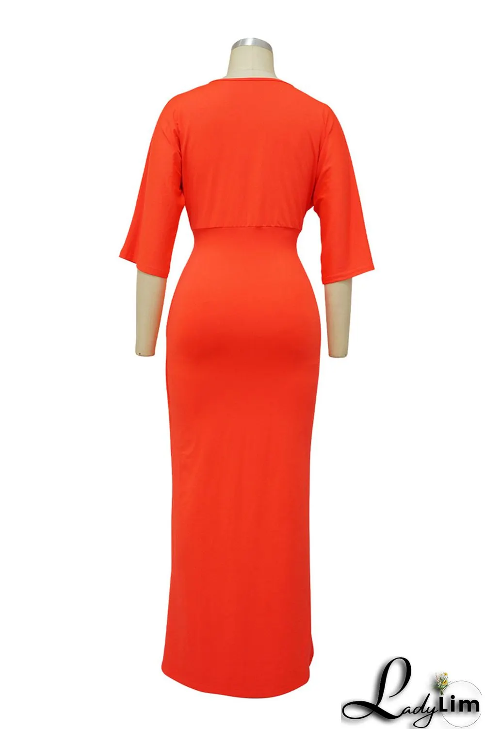 Burgundy Fashion Casual Solid Patchwork V Neck Irregular Dress