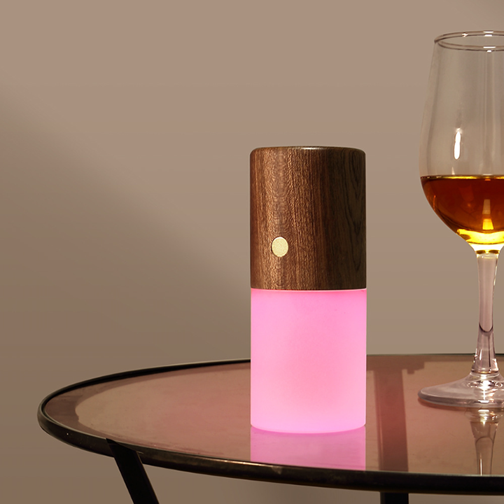 Wood RGB Night Light Flip Color Changing Table Lamp With 3 Level