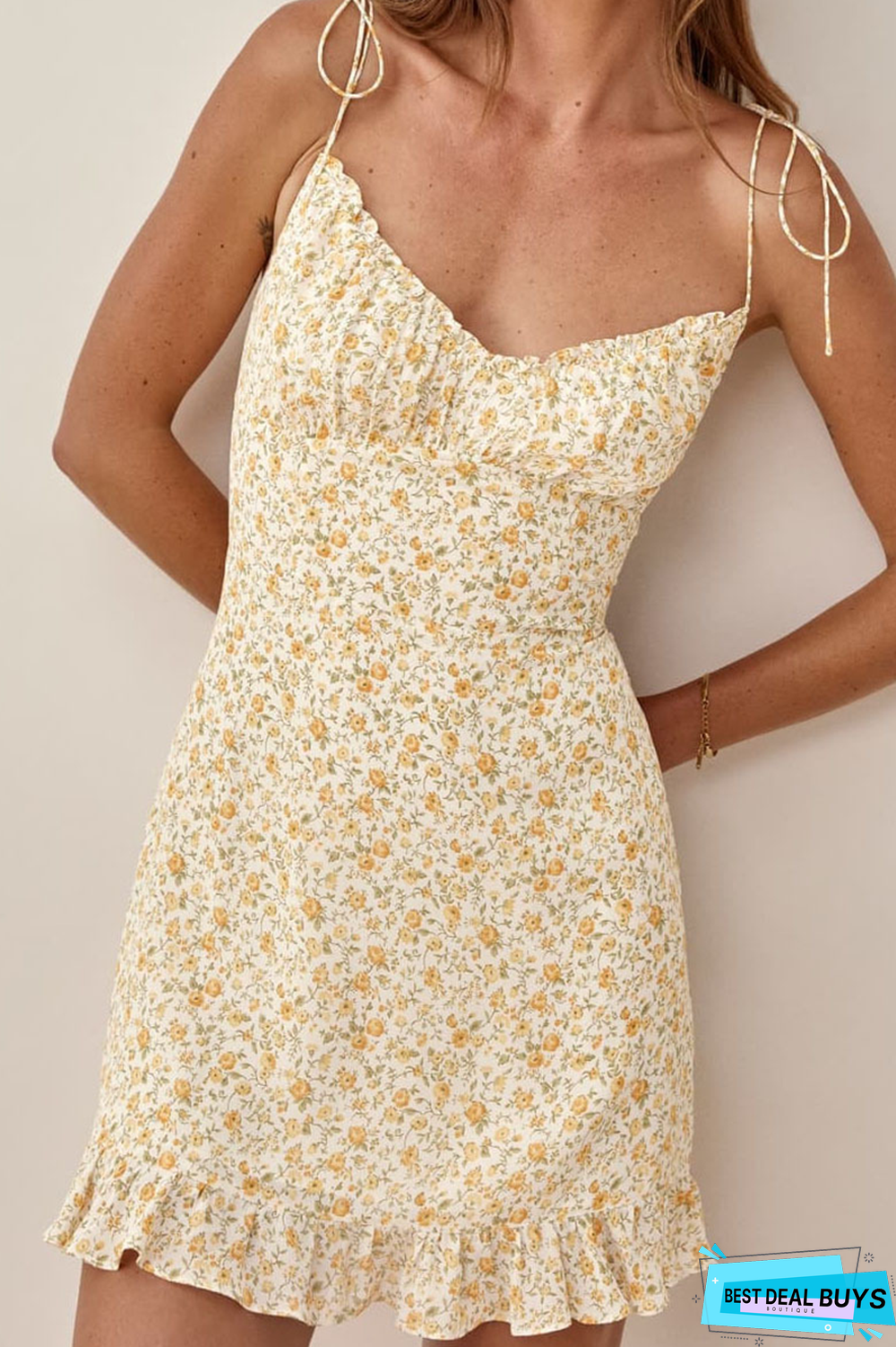 Elegant Floral Frenulum Stringy Selvedge V Neck A Line Dresses