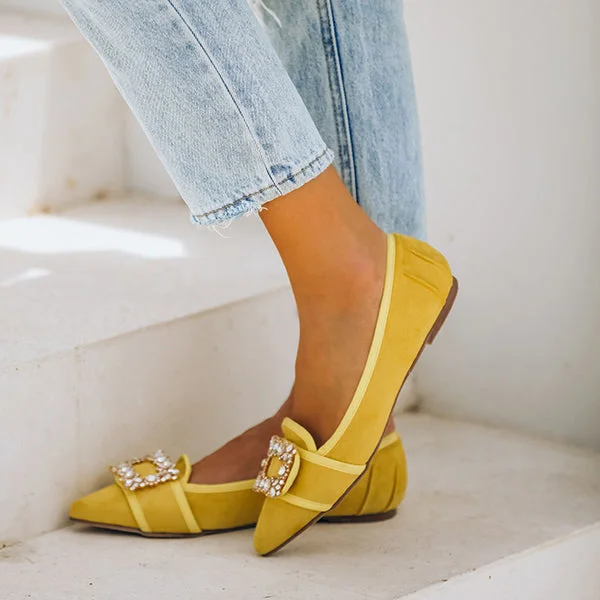 Pointed Toe Vanderpump Embellished Faux Suede Flats