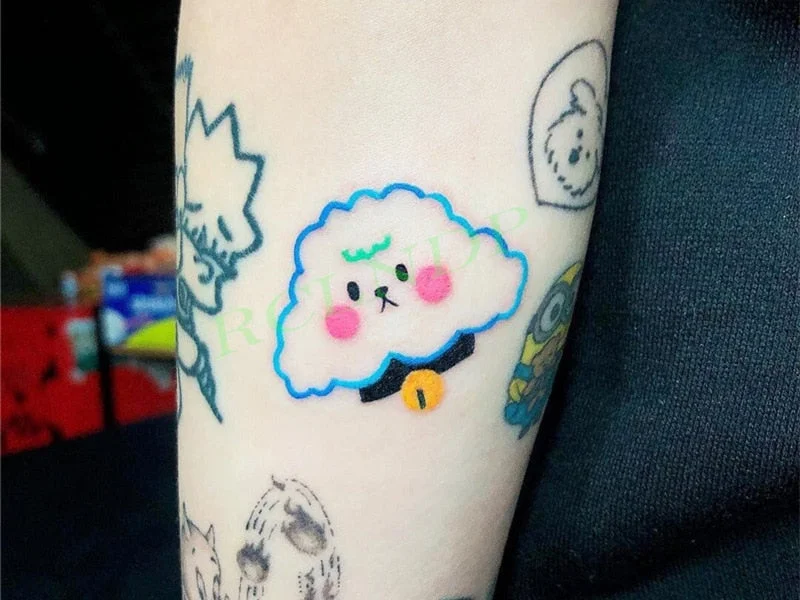 Waterproof Temporary Tattoo Sticker Cute yellow rabbit cartoonTatto Flash Tatoo Fake Tattoos for Kids Men Women