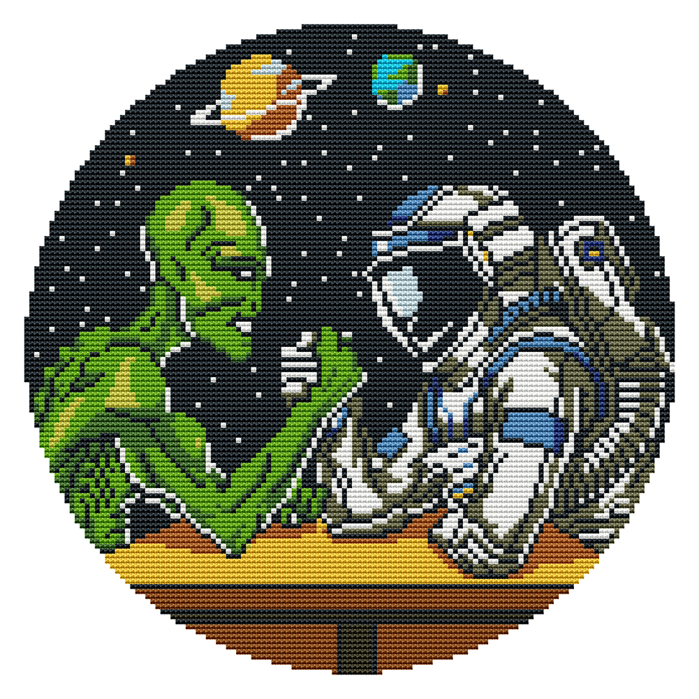

Aliens Astronaut - 11CT Stamped Cross Stitch - 36*36CM, 501 Original