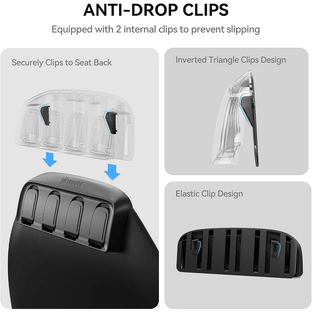 YONZEE Tesla Foldable Car Seat Hooks, 4 in 1 Hidden Car Seat Back Organizer