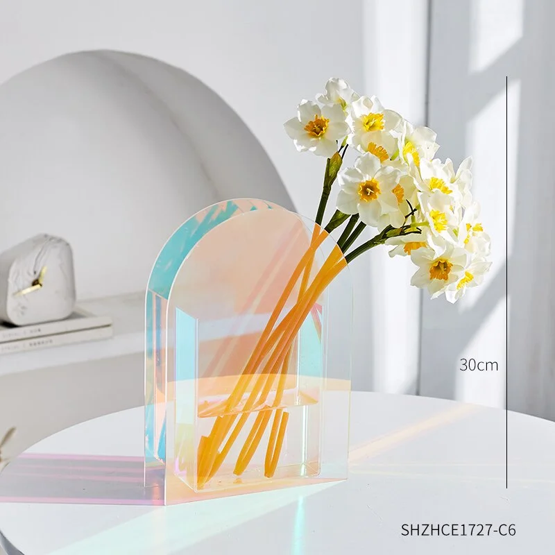 Creative Transparent Acrylic Vase Decoration Household Modern Home Decor Table Decoration Living Room Minimalist Decor Crafts