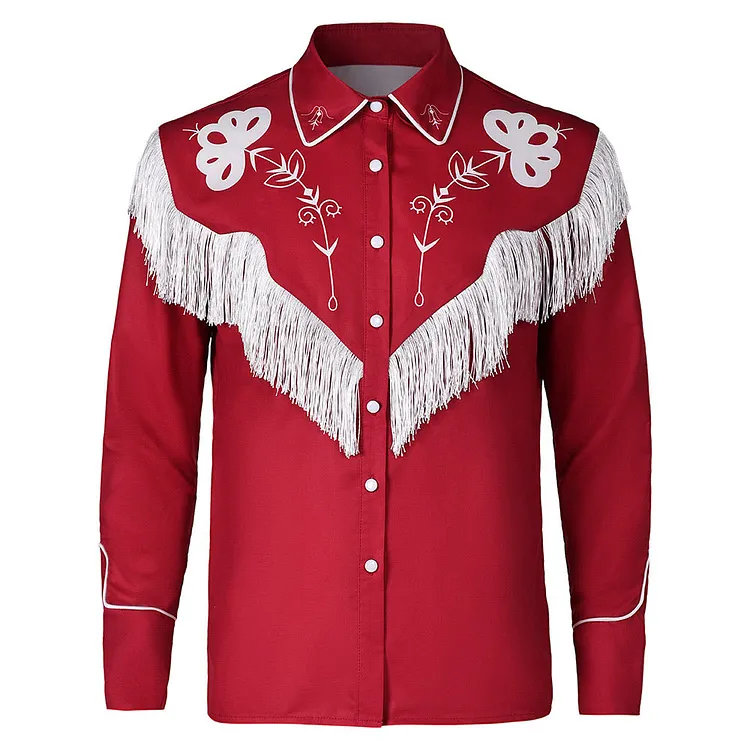 Barbie 2023 Ken Red Western Shirt Outfits Cosplay Costume Halloween Carnival Suit-Coshduk