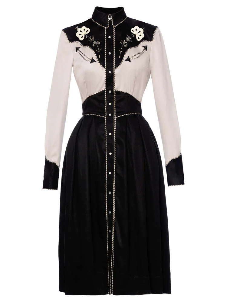 Western Vintage Flower Cowboy Shirt Dress