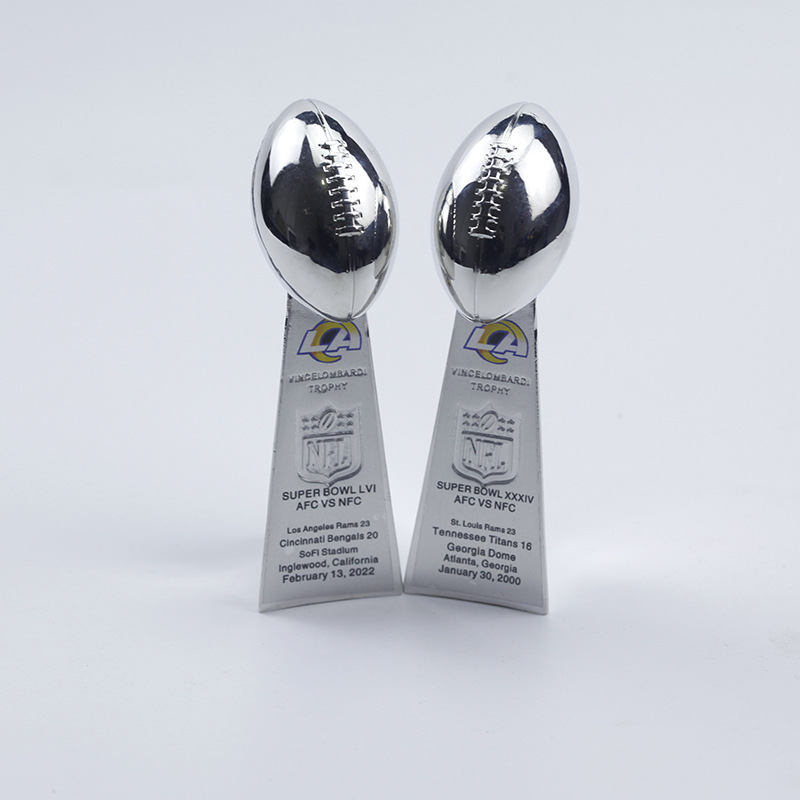 Fans custom-10cm NFL Los Angeles Rams 1999 2021 Super Bowl Trophy Team Logo  Text 2 Trophy Set