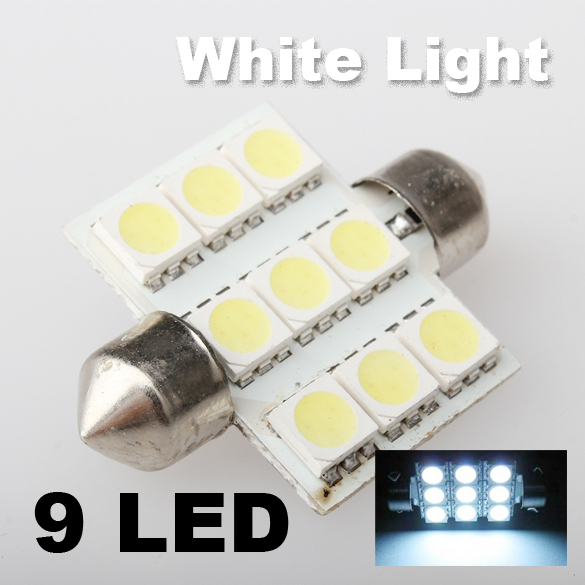 

Car White 5050 SMD 9 LED Lights Bulb Lamps Dome Festoon 36mm New6585, 501 Original