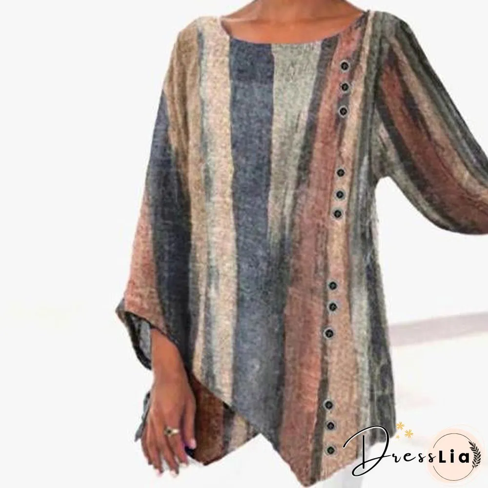 Autumn Round Neck Cotton&Linen Leisure Top