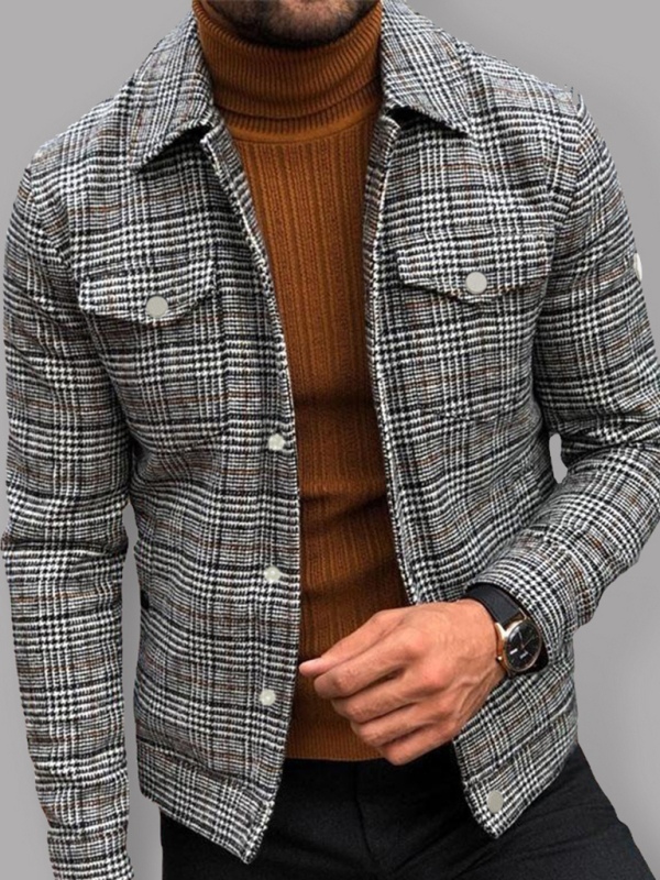 Mature Men's Autumn And Winter Slim Casual Fashion Autumn Plaid Coat Tops