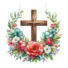 uk.everydayedeals DIY Diamond Painting Hanging Ornament - Flower Cross