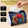 Diamond Painting Red Roses PU Leather Tissue Box for Napkin Holder
