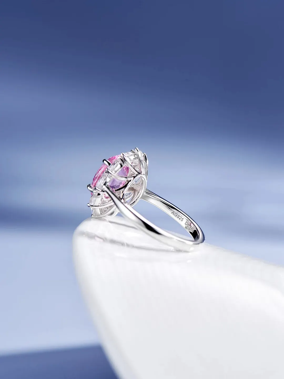 100% 925 Sterling Silver Sparkling 3 Carats padparadscha Pink High Opal Diamond Wedding Rings for Women Party Fine Jewelry Gift