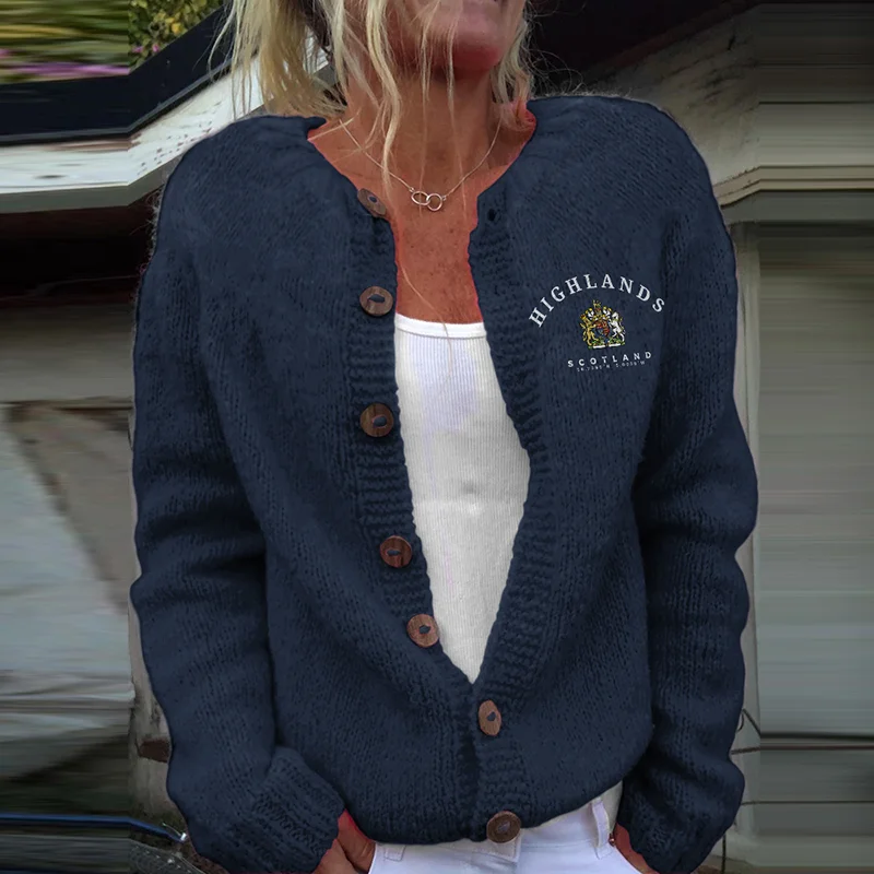 The Scottish Highlands Print Casual Knit Cozy Cardigan