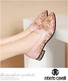 （40102）Roberto Cavalli 2025 Summer Mesh Hollow Damskie Miękkie Sk&oacute;rzane Buty
