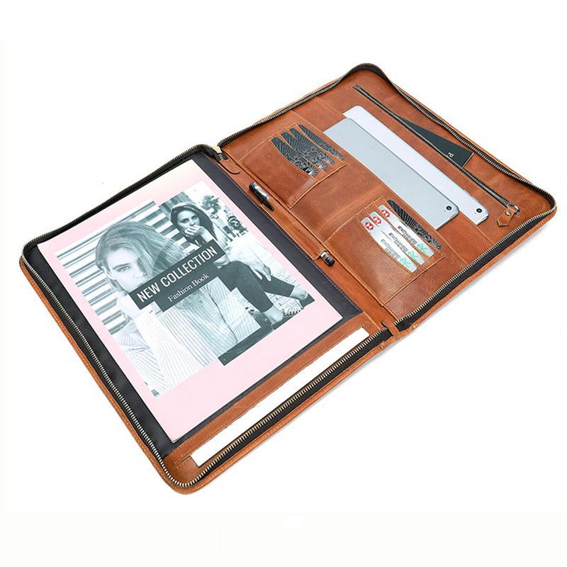 Vintage Leather Business Large-Capacity Clutch