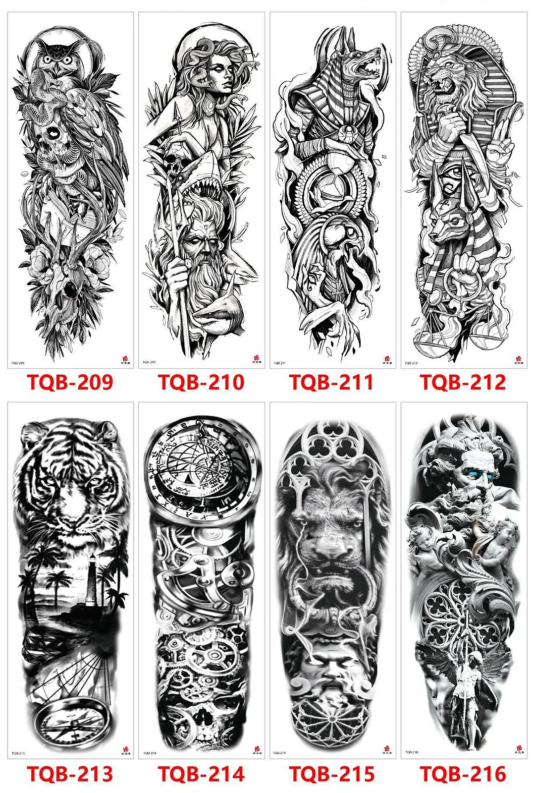 Large Arm Sleeve Tattoo Lion Tiger Owl Snake Clock Waterproof Temporary Tatto Sticker Skull Body Art Full Fake Tatoo Women Men