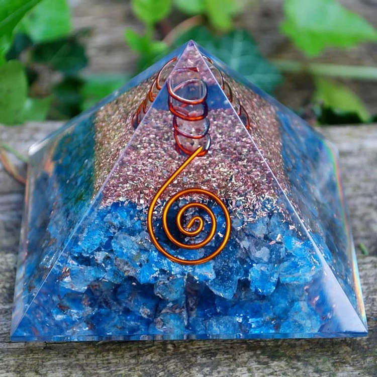 Clear Crystal Blue Chalcedony Orgone Pyramid