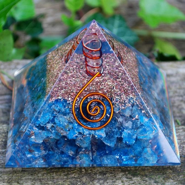 Clear Crystal Blue Chalcedony Orgone Pyramid
