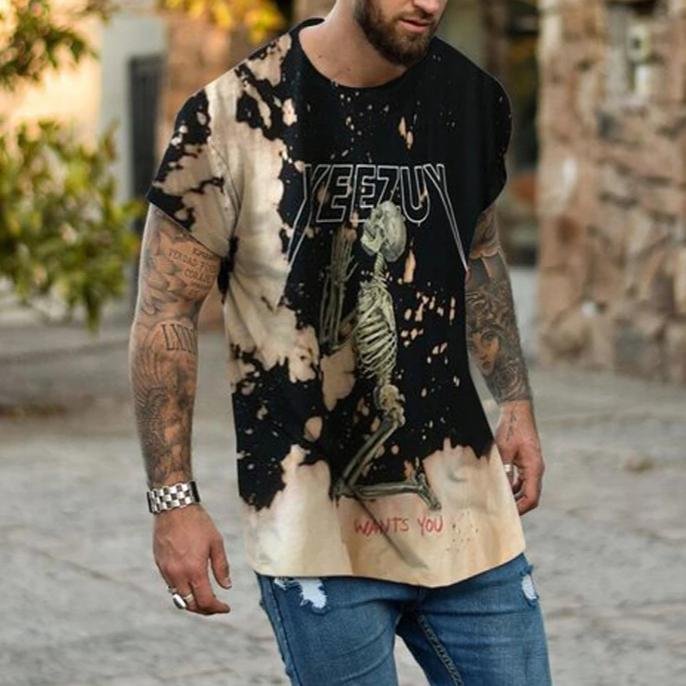 Designer skeletons print short sleeves T-shirt