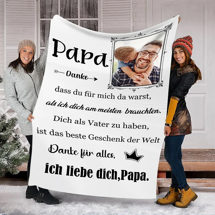 Kettenmachen Decke-Personalisierbares Foto Decke - Dannke für alles, Papa- Geschenk für Vater