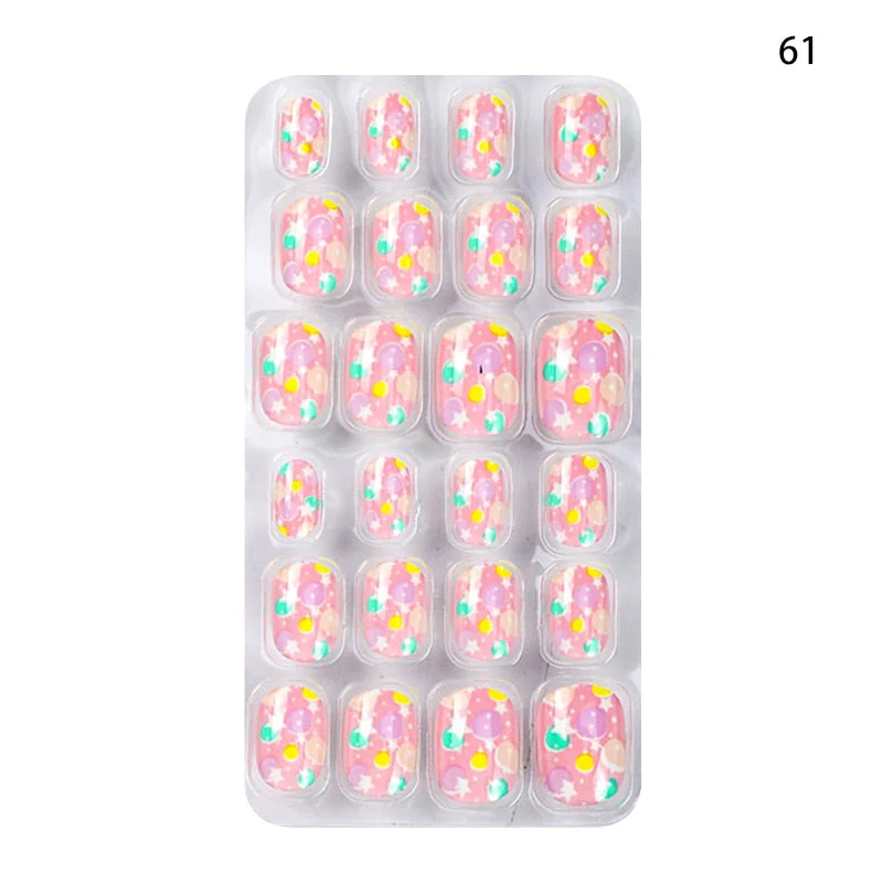Children Adult 24 Fake Nails Christmas Cartoon Pattern Boxed Children Simple Wear-resistant Finished Full Covering Nail Sticker
