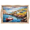 (US Only)Seaside Town Wooden DIY Diamond Painting Tray Kit Serving Platter for Home Decor