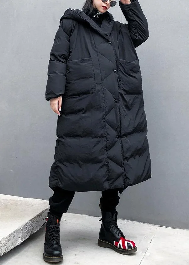 fine black womens parkas plus size winter hooded pockets outwear