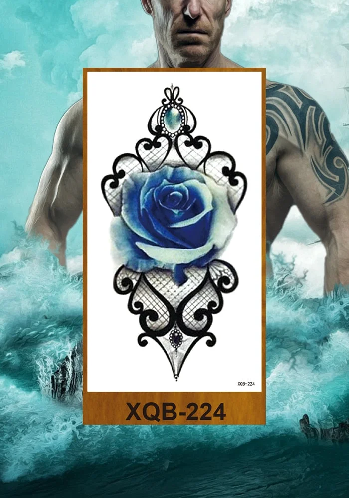 Temporary Tattoos Stickers Women Girls Arm Waist Buttocks Chest Art Fake Tatoo Sexy Flower Bush Peony Rose Lily Body Face Jewels