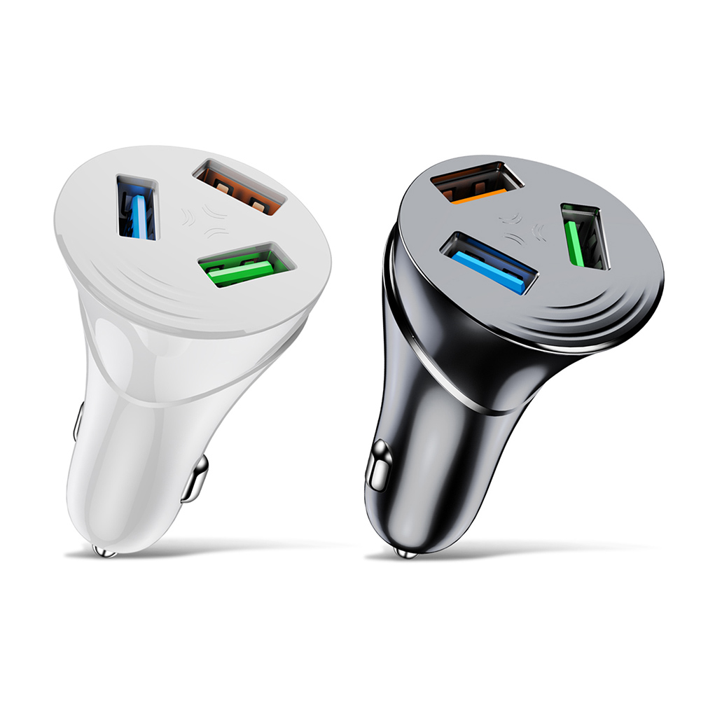 

Car Charger USB Fast Charging QC3.0 3A 3 Ports Cigarette Lighter Adapter, White, 501 Original