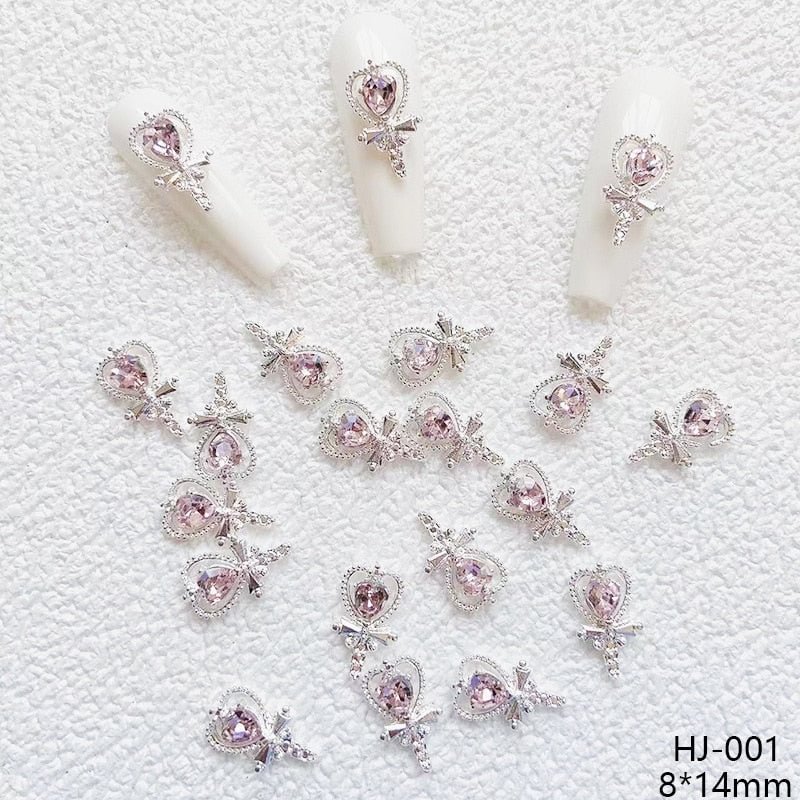 10Pcs Luxury Nail Cat Eyes Alloy Charms Candy Cherry Butterfly Multi-Shapes Nail Art Designer Charms Large Rhinestones For Nails