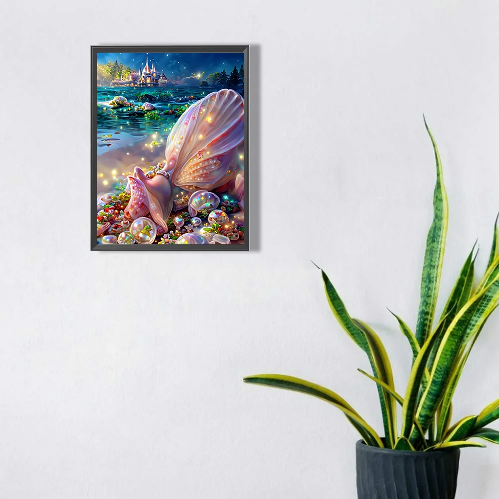 5D DIY Full Square Drill Diamond Painting Beach Shell Kit Home Decor Art Craft