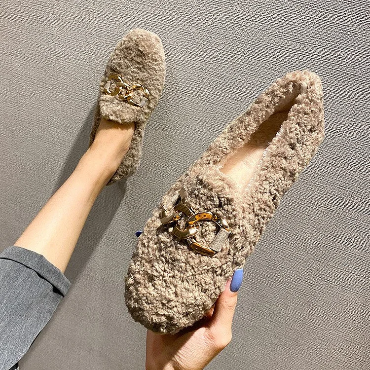 vanccy Furry Flats Loafers Fu66 QueenFunky