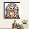 Diamond Painting -DIY Round Drill Dog On Flowers