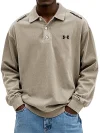 Men's Retro Washed Distressed Cotton Lapel Polo Shirt
