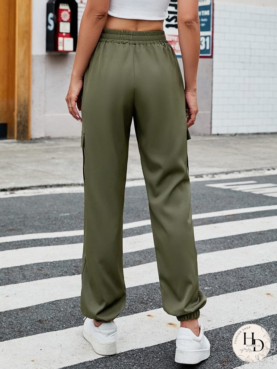 Stylish Cargo Pants, Elastic Waistband