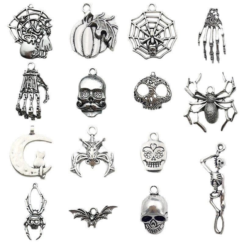 1 Piece Alloy Moon Spider Web Skull Pendant Jewelry Accessories
