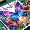 Framed Diamond Painting - Special Shaped - Butterflies and Flowers (25x25cm)
