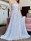 Sequined Empire Bandeau Evening Maxi Dress