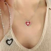 Black & Red 2 Sides Heart Pendant Necklace