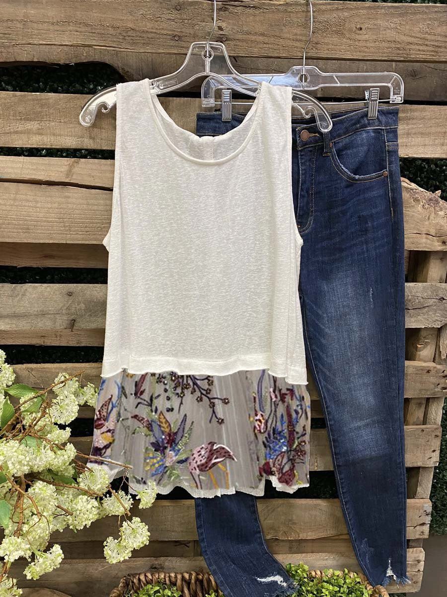 Floral Print Crew Neck Short Sleeve Cotton-Blend Shirts & Tops