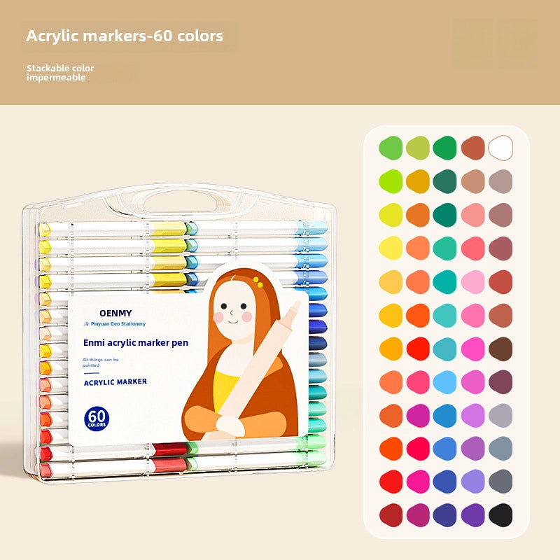Enmi Acrylic Marker Pen For Children’s Painting Special Student Marker Pen Acrylic Water-based Opaque Color Stackable Color