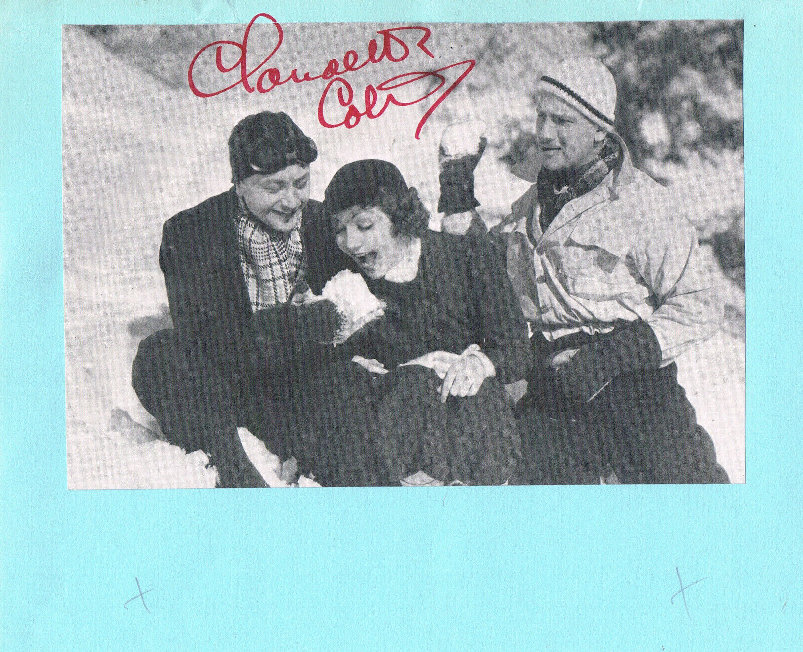 Claudette Colbert 1903-96 autograph signed magazine picture 4.5x7