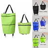 Collapsible Trolley Bags Folding Shopping Bag 2 in 1 Shopping Cart with Wheels Resuable Grocery Bag Heavy-Duty Capacity Bag for Women Home Supermarket