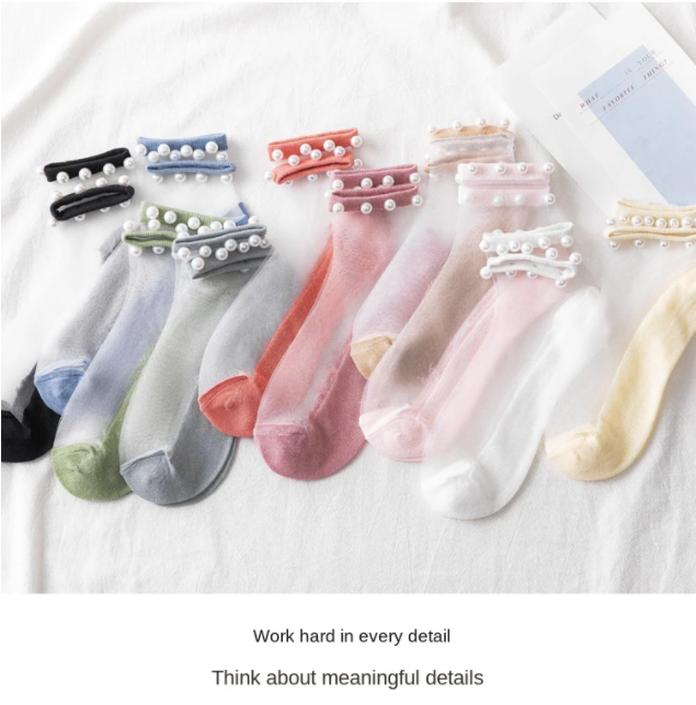 Pearl Transparent Socks-Mayoulove
