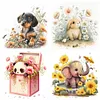 4pcs Diamond Painting -DIY Round Drill Dog Rabbit Panda Elephant